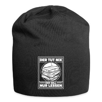 Bücherwurm Leseratte Buch Lesen - Jersey-Beanie - Schwarz - Vorne