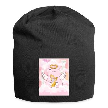 Angelcore Aesthetic Kawaii Frosch Engel Harfenist - Jersey-Beanie - Schwarz - Vorne