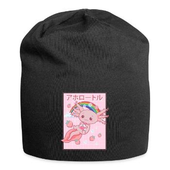 Kawaii Axolotl Strawberry Milk - Jersey Beanie - black - Front