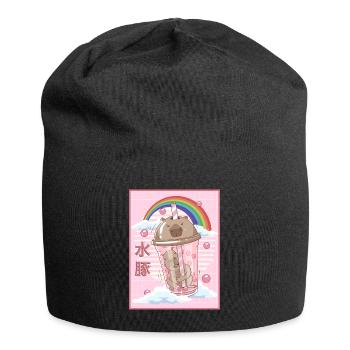 Lustiger Boba Tee Capybara Japanisch Kawaii - Jersey-Beanie - Schwarz - Vorne