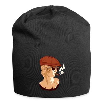 Beatnik David Statue Smoking Funny Greek S - Jersey Beanie - black - Front