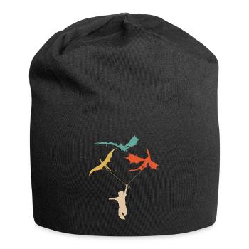 Funny Trendy Little Boy With Dragon - Jersey Beanie - black - Front
