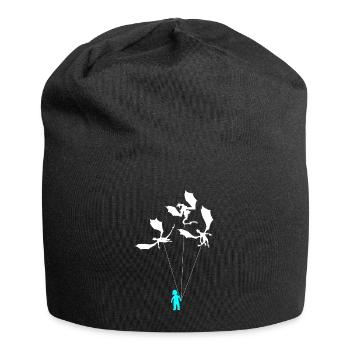 Funny Trendy Little Boy With Dragon - Jersey Beanie - black - Front