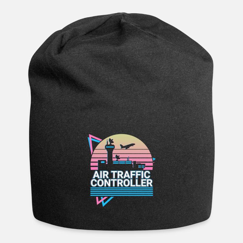 Fluglotse ATC Flugkontrolle Retro - Jersey-Beanie - Schwarz