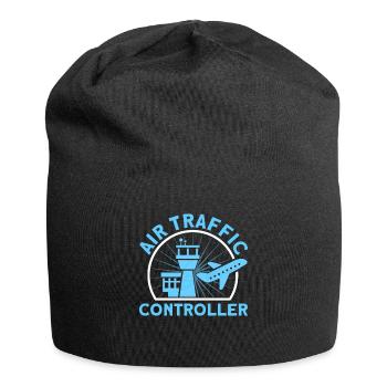 Luftverkehrskontrolle Fluglotse Flughafen Geschenk - Jersey-Beanie - Schwarz - Vorne