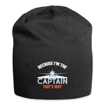 Weil ich der Kapitän bin Pilot Flugkapitän Flieger - Jersey-Beanie - Schwarz - Vorne