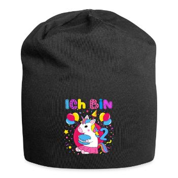 2. Geburtstag Mädchen Ich bin 2 Jahre mit Einhorn - Jersey-Beanie - Schwarz - Vorne