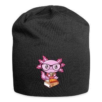 Downtown Girl Aesthetic Kawaii Axolotl Bookworm - Bonnet en jersey - noir - Devant