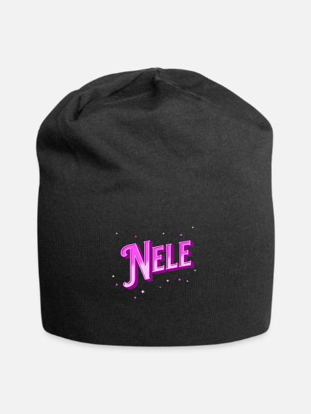 Nele Namen personalisiert - Jersey-Beanie - Schwarz
