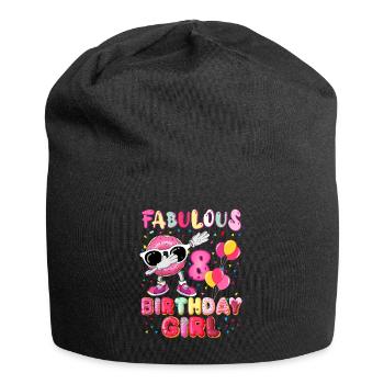 8th Birthday Dabbing Donut Fabulous Girl - Jersey Beanie - black - Front