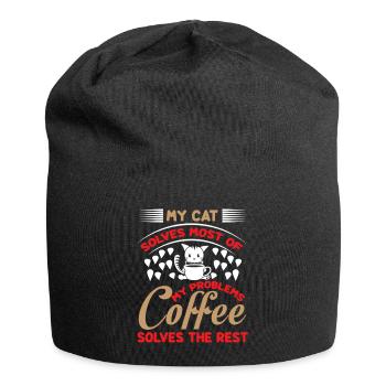 My cat solves most of my problems coffee solves - Jersey Beanie - black - Front