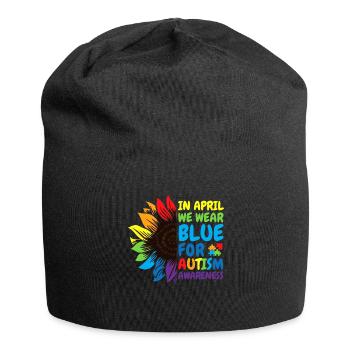 Autismus-Bewusstsein Sonnenblume - Jersey-Beanie - Schwarz - Vorne