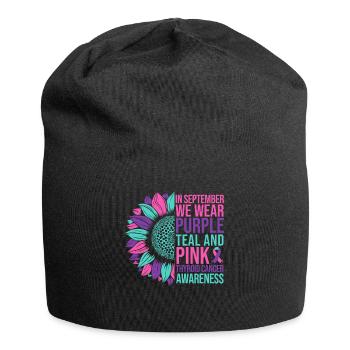 Thyriod Cancer Awareness Sonnenblume - Jersey-Beanie - Schwarz - Vorne