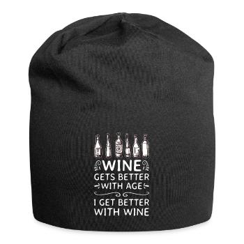 Wine Gets Better With Age Wine Toast - Jersey Beanie - black - Front