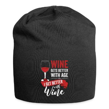 Wine Gets Better With Age Wine Toast - Jersey Beanie - black - Front