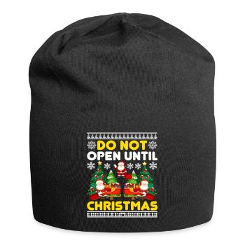 Do Not Open Until Christmas Funny Ugly Xmas Ugly - Jersey Beanie - black - Front