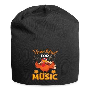 Funny Thanksgiving Thankful Music - Jersey-Beanie - Schwarz - Vorne