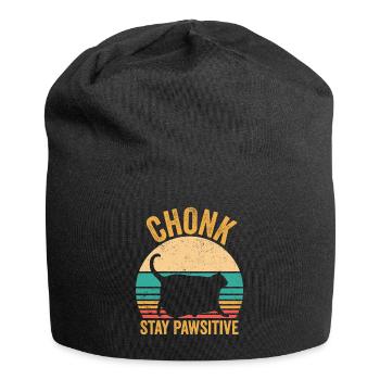 Chonk Meme Cat Chonk Stay Pawsitive - Bonnet en jersey - noir - Devant