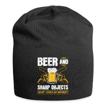 Beer Sharp Objects What Could Go Wrong Chainsaw - Jersey Beanie - black - Front