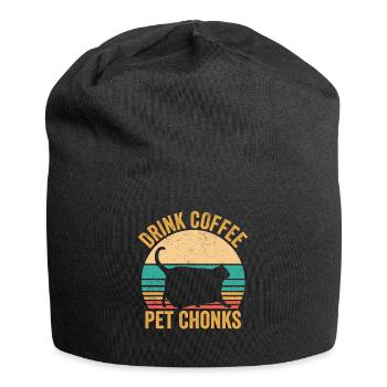 Chonk Meme Cat Drink Coffee Pet Chonks - Jersey Beanie - black - Front