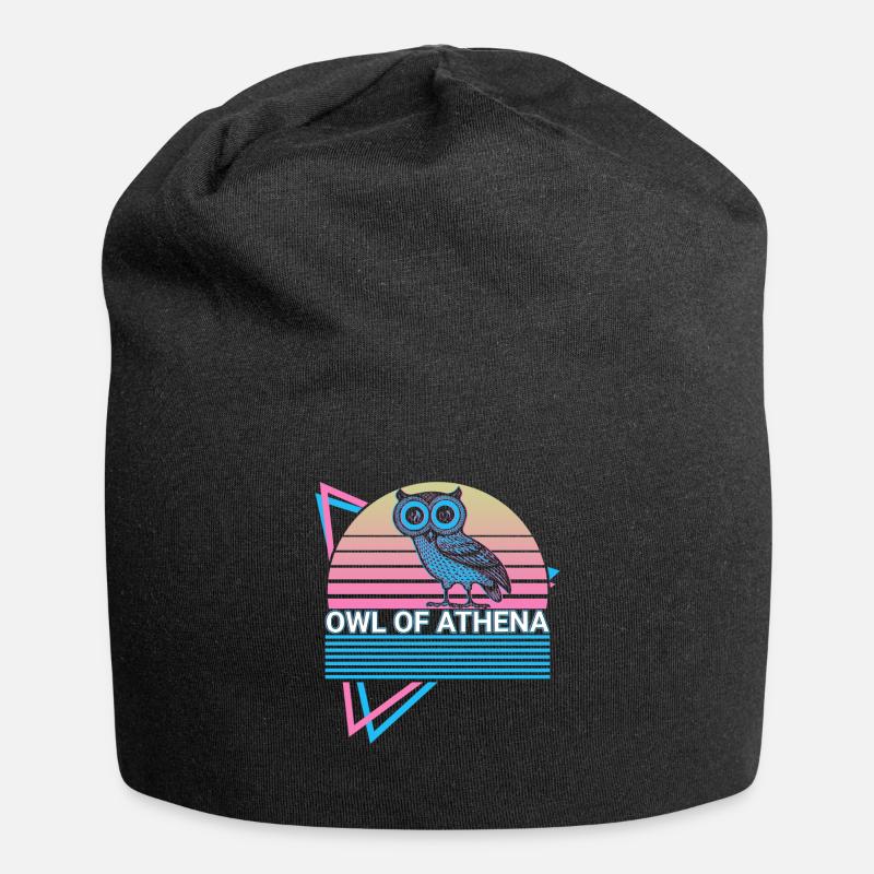 Eule der Athene Retro - Jersey-Beanie - Schwarz