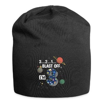 Blast Off Ich Bin 3 Jahre Alt, 3. Geburtstag - Jersey-Beanie - Schwarz - Vorne
