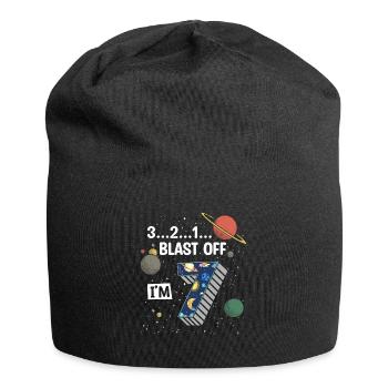 Blast Off Ich Bin 7 Jahre Alt, 7. Geburtstag - Jersey-Beanie - Schwarz - Vorne