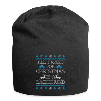 Christmas Dachshund Funny - Jersey-Beanie - Schwarz - Vorne