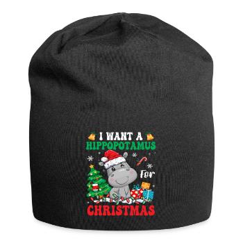 I Want A Hippopotamus For Christmas Lights Santa - Jersey-Beanie - Schwarz - Vorne