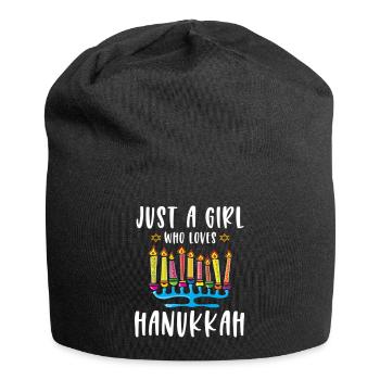 Just A Girl Who Loves Hanukkah Menorah Jewish - Jersey Beanie - black - Front