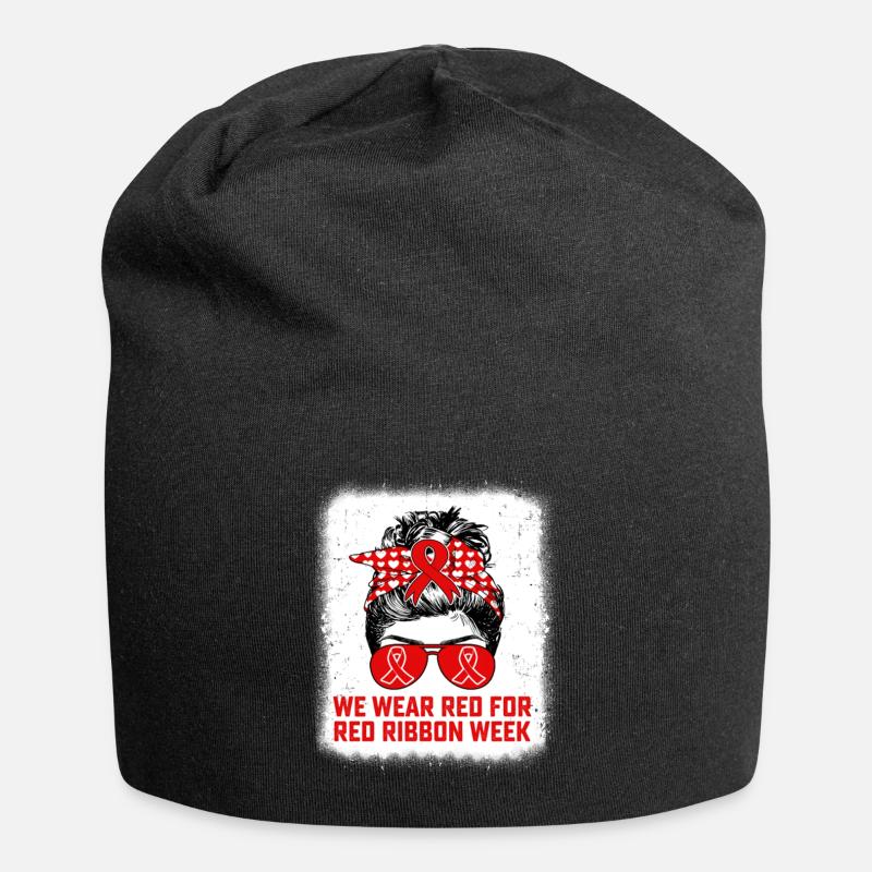 Nous portons du rouge pour l’enseignant de sensibilisation à la Semaine du ruban rouge - Bonnet en jersey - noir