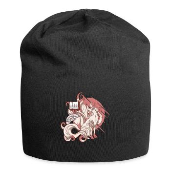 Cyborg Kitsune Nine-tailed Fox Cyber Aesthetic - Jersey Beanie - black - Front