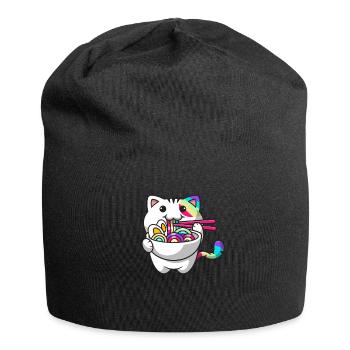 Kawaii Cat Japanese Ramen Noodles Rainbow Ni - Jersey Beanie - black - Front
