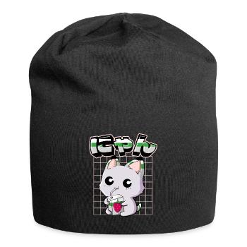 Demiromantic Pride Kawaii Cat Strawberry Milk - Jersey Beanie - black - Front