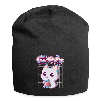 Transgender Stolz Kawaii Katze Erdbeermilch Trans - Jersey-Beanie - Schwarz - Vorne