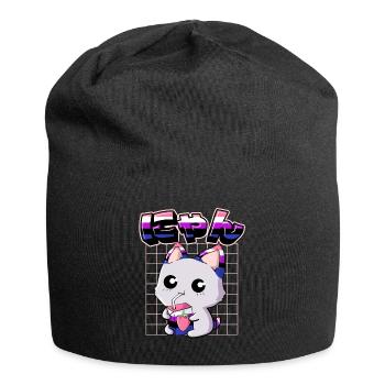 Genderfluid Stolz Kawaii Cat Strawberry Milk - Jersey Beanie - black - Front