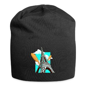Funny Eiffel Tower French Bread Baguette - Jersey Beanie - black - Front