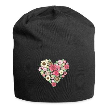Bloomcore Esthétique Flower Heart Cottagecore - Bonnet en jersey - noir - Devant