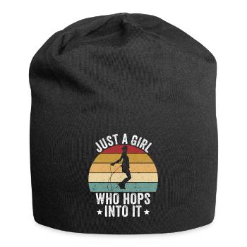 Funny Skipping Rope Springseil Nur ein Mädchen, da - Jersey-Beanie - Schwarz - Vorne