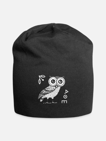 Owl of Athena, Greek mythology - Jersey Beanie - black