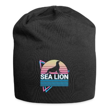 Lion de mer Rétro - Bonnet en jersey - noir - Devant
