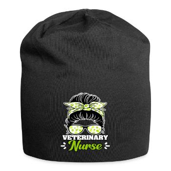 Veterinary Nurse Messy Bun - Jersey Beanie - black - Front