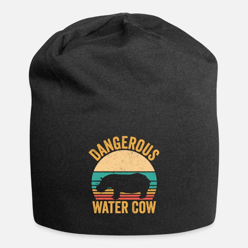 Lustiges Nilpferd Nilpferd Gefährliches Wasser Kuh - Jersey-Beanie - Schwarz