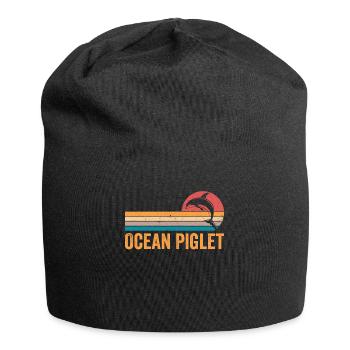 Funny Dolphin Ocean Piglet Retro - Jersey Beanie - black - Front