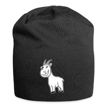 Chèvre Animal Heureux Heureux Heureux Rire - Bonnet en jersey - noir - Devant