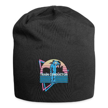 Train conducteur Retro - Bonnet en jersey - noir - Devant