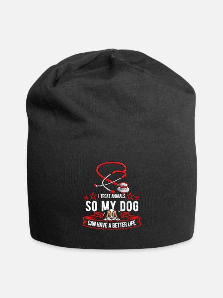 Assistant vétérinaire Assistant vétérinaire chien - Bonnet en jersey - noir