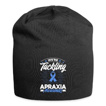 Blue Ribbon Apraxia Support Apraxia Overl - Jersey Beanie - black - Front