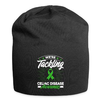 Grüne Schleife Zöliakie Unterstützung Zöliakie Übe - Jersey-Beanie - Schwarz - Vorne