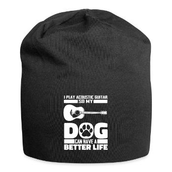 Chien de guitare acoustique - Bonnet en jersey - noir - Devant